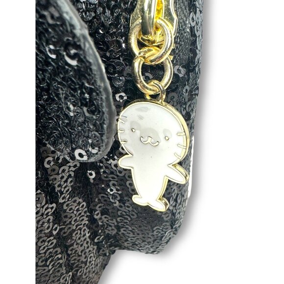 Loungefly X Sanrio Badtz-Maru Black Sequin Mini Backpack New Faux Leather - Picture 5 of 11